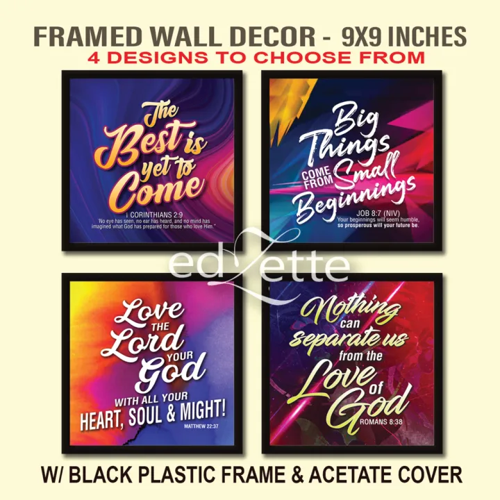 BIBLE VERSE WALL DECOR (9x9 w/ FRAME) Inspirational quotes Positive