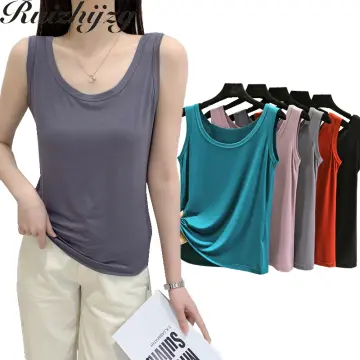 Women Round Neck Loose Camisole Tank Top Casual Sleeveless Vest T Shirt