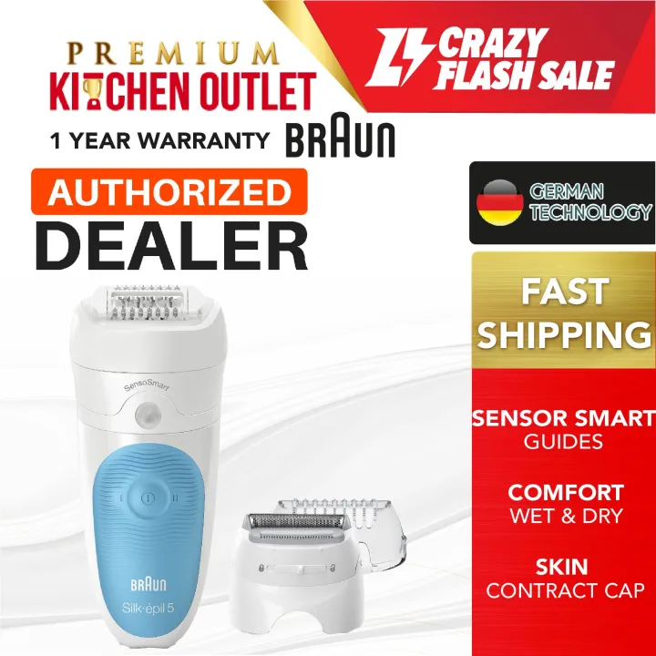 BRAUN SILKÉPIL 5 5/890 SENSOSMART™ EPILATOR BLUE CORDLESS WET & DRY