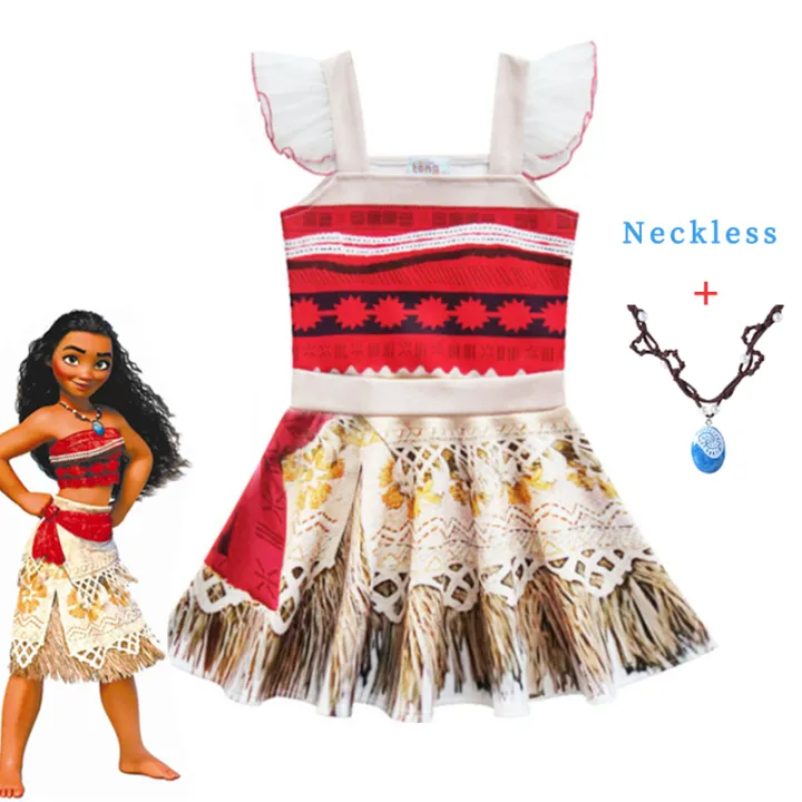 Free Gift 1-8Yrs Girls Moana Dress Adventure Dress up Costume Kids ...