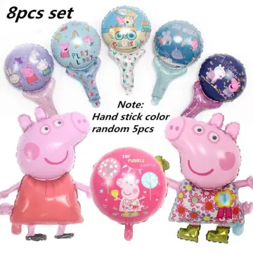 24pcs Peppa Pig George Family Birthday Party balloon globos Pink Blue Peppa  Pig shower Figure toys