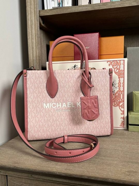 Michael Kors Mirella Small Top Zip Crossbody Bag Dark Powder Blush Pink MK