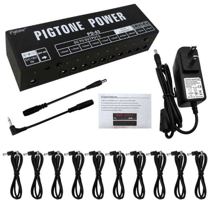Pedal Power Supply 10 Way Output DC 9V 12V 18V for Electric Guitar
