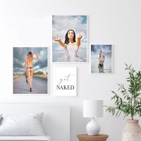 Get Naked Sign Print Typography Quote Poster Bathroom Decor Black White Wall Picture Wall Art Canvas Painting Decoration