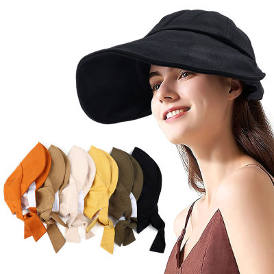 [Lady Sugar] หมวกฤดูร้อนสำหรับผู้หญิงที่มีโบว์ใหญ่ป้องกันรังสียูวีชาวประมงหมวกถังหมวกปีกกว้าง Sunhat หญิงพับ2022ใหม่
