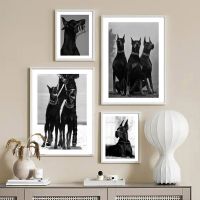 สีดำและสีขาวแฟชั่น Doberman รถความงามผนังศิลปะ,ภาพวาดผ้าใบ,โปสเตอร์สไตล์นอร์ดิก,พิมพ์ภาพผนัง,ที่สมบูรณ์แบบสำหรับห้องนั่งเล่นตกแต่ง