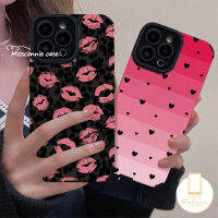 MissConnie เคสโทรศัพท์หนังสีไล่ระดับสีสุดหรูสำหรับ iPhone 11 12 14 13 Pro Max X 7 8 Plus XR XS Max 7Plus เคสซิลิโคนนิ่มกันกระแทกหัวใจแห่งความรักที่เรียบง่าย