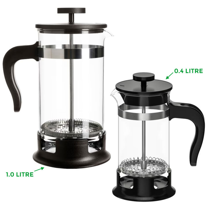 UPPHETTA French press coffee maker, glass, stainless steel, Height: 9  Diameter: 4 - IKEA