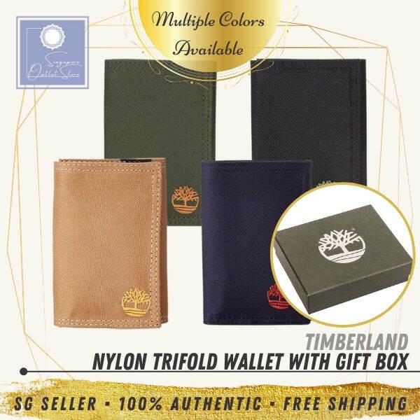 [SG SELLER] Timberland Mens Canvas Nylon Trifold Wallet with Gift Box