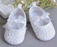 【hot】！ baby girls shoes white newly infant prewalkers little crib christenning wedding bow mary jane