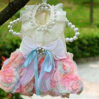 Stylish Pet Clothes Faux Pearl Decor Dog Dress Breathable Lace Summer Kitty Clothes Dog Outfits Dresses