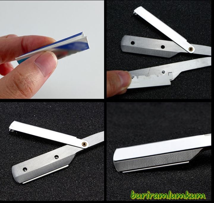 zx-beauty-shop-ด้ามมีดโกน-โปรไฟล์ตัดคอ-ใบมีดโกน-ใบมีดโกน-มีดโกนพับ-มีดโกนสแตนเลส-titanium-shaver-handle-profile-cutting-throat-razor-blade-razor-blade-folding-razor