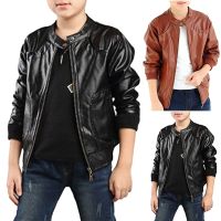 Teenager Boy Jackets Outwear Boys Trendy Stand Collar Leather Moto Jacket Leather Coat Autumn Boys Clothes куртка для мальчика