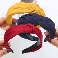 【YF】 Women Girls Wide Top Knot Hair Bands Headdress Solid Color Cloth Headband Bezel Hairband Hoop Female Accessories