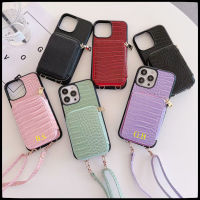 เคสโทรศัพท์นิ่มมีสายคล้อง Crossbody แบบกระเป๋าสตางค์หนังสุดหรูสำหรับ Iphone 14 Pro Max 13 11 12 X XR XS 6 7 8 Plus ฝาแข็งหลัง