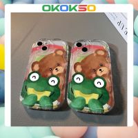 เคสโทรศัพท์มือถือนิ่ม ขอบโค้ง กันกระแทก ลายการ์ตูนกบ หมี สําหรับ OPPO Reno9 Reno8 Reno7pro reno6 7z 8T 5 R17 A53 A9 2023 4Z 5G F11 A31 A3S A78 A77