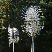 geegostudio 1pc Magical Kinetic Metal Windmill Spinner Wind Powered Catchers, Creative Patio Garden Lawn Outdoor Courtyard Decoration Unique Wind Collectors