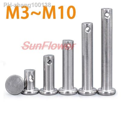 M3 M4 M5 M6 M8 M10 304Stainless Steel 304 Shaft Flat Head Pins with Hole Positioning Cylindrical Clevis Bolt328