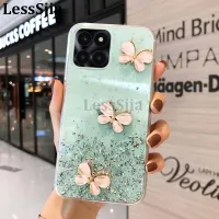 เคสมือถือสำหรับ Honor X6A 4G ฝาหลังประกายดาวดวงจันทร์ซิลิโคนนิ่มใสรูปผีเสื้อกันการตกสำหรับเคสใส่โทรศัพท์ Honor X6A เกียรติยศ