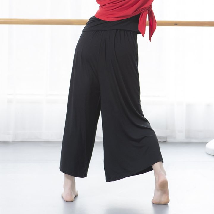 modern-dance-trousers-dance-trousers-wide-leg-trousers-black-exercise-suit-loose-basic-training-suit-shaped-modal-nine-point-trousers-women