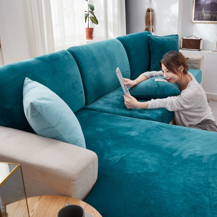 a-shack-สีฟ้ากำมะหยี่ยืดหยุ่นโซฟาครอบคลุมชุด-forroom-plushslipcovers-elasticated-ที่นอนปลอกหมอนอิง2และ3ที่นั่ง