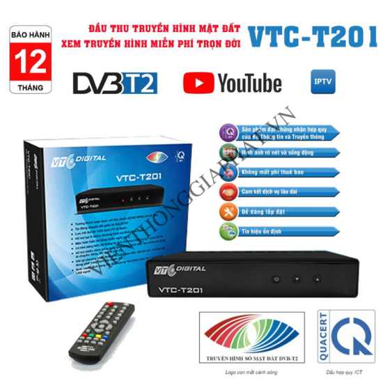 Trọn bộ đầu thu truyền hình số mặt đất dvb t2 vtc t201 model 2021 - ảnh sản phẩm 1