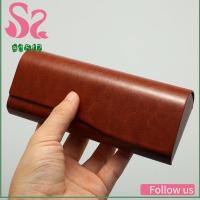 AD8T2 เครื่องหนังแท้ เคสแว่นตาหนังสไตล์วินเทจ ฟรอสติ้ง สีทึบทึบ เคสหนังแว่นตากันแดด แบบพกพาได้ กล่องแว่นตาแฟชั่น สำหรับผู้หญิง