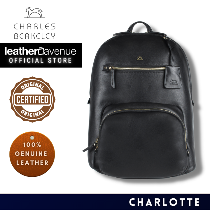 Charles Berkeley CHARLOTTE Leather Backpack Laptop Bag Unisex KP18031