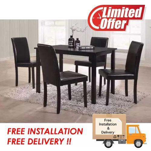 [Furniture Amart] Solid Wooden Dining Set Table Chair PVC Cushion
