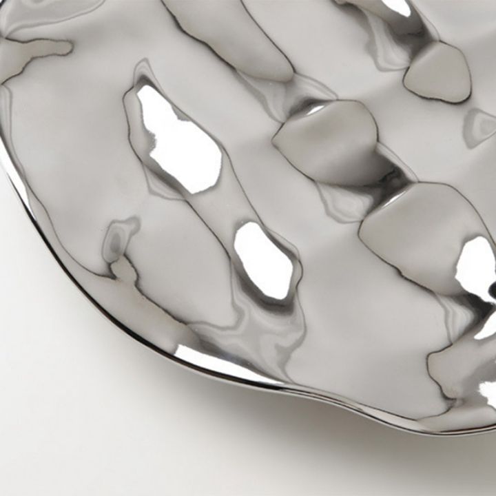 elegant-irregular-water-ripple-shape-plates-round-silver-plated-fruit-desert-snack-plates-rings-necklaces-perfume