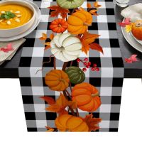 Autumn Pumpkin Maple Table Runners Wedding Decoration Linen Anti-stain Coffee Table Tablecloth Accessories Table Runner