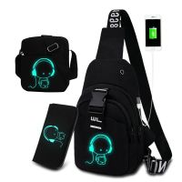 ✺﹍◑ NEW USB Charged Shoulder Bag Waterproof Multifunction Light Reflective Men Chest Bag Fashion Travel Crossbody Bag Anti Theft