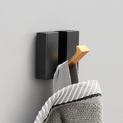 Aluminum Folding Towel Hanger 2ways Installation Wall Hooks Coat Clothes Holder for Bathroom Kitchen Bedroom Hallway Black Gold