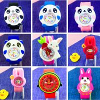 ☏▦▥ Drop Shipping 3D Cartoon Watermelon Panda Rabbit Watches for Boys Silicone Strap Children Watch for Girls Baby Gift Clock Toy