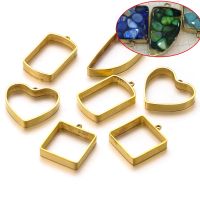 10pcs Stainless Steel PVD Gold Plated Heart Square Shaped UV Resin Silicone Mold Earrings Bezel Charms Connectors Jewelry Making Cables Converters Cab