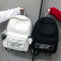 Harajuku Backpack 2019 New Fashion Canvas Travel Backpack Women Shoulder Bag Doll Pendant Design Student Schoolbags BlackWhite