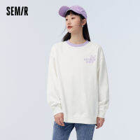 Semir เสื้อฮู้ดคอกลมสีม่วงสำหรับสตรี2023ดีไซน์เสื้อสวมศีรษะสตรีมีแบรนด์แฟชั่นย้อนยุคใหม่ฤดูใบไม้ผลิ