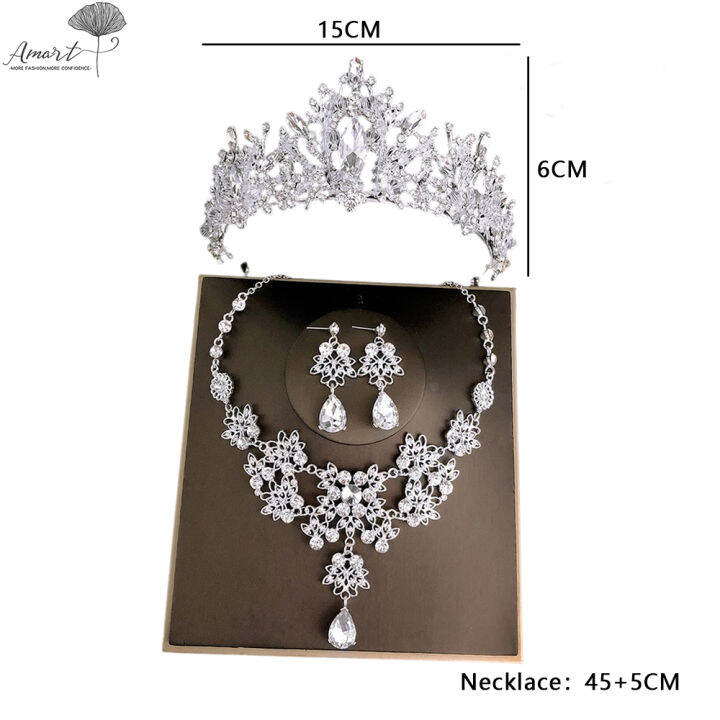 amart-มงกุฎเจ้าสาวชุด-tiara-ต่างหูสร้อยคอชุด-shiny-alloy-rhinestone-headband-อุปกรณ์เสริมผมสำหรับ-weddimg-party-วันเกิดตกแต่ง