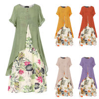 Factory Outlet Dress Temperament Cotton, Linen, Flower Crusher Long Skirt Large Size WomenS Swing