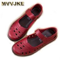 MVVJKESummer Ballet Flat Shoes Woman Hollow Leather Mary Jane Casual Shoes Ladies Genuine Loafers Shoes Woman 2020 Sapato Femini