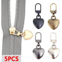 ❖ 1/5Pcs Sewing Zippers Puller Head Heart Shape Detachable Metal Zipper Slider Repair Kits for Bags Backpack Coat Zipper Pull Tab