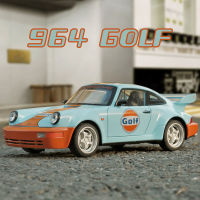 โมเดลโมเดล1:24 Carrera 964รถโลหะผสมรถของเล่นรถ Diecast เสียงเบาวันเกิดสำหรับเด็กคนรักของสะสมของเล่นของขวัญโลหะเด็กผู้ชาย