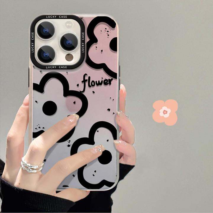 สำหรับ-iphone-เคสโทรศัพท์มือถือลายดอกไม้วัสดุเลเซอร์-tpu-ป้องกันการตกและป้องกันการชน-for-iphone-14-13-12-11-pro-max-xs-max-xr-xr-x-7-8-plus