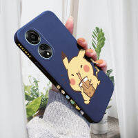 เคสโทรศัพท์สำหรับ OPPO A78 4G เคสโทรศัพท์ดีไซน์ด้านข้างการ์ตูน Pikachu น่ารัก Pocket Monster ขอบสี่เหลี่ยมปลอกซิลิโคนของเหลวเคสกล้องคลุมทั้งหมด