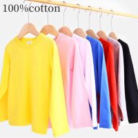 Autumn Spring Cotton Children T-shirt Boys Girls Tees Long Sleeve White Shirt Kids Tops Baby Clothes Solid Black Blue Yellow