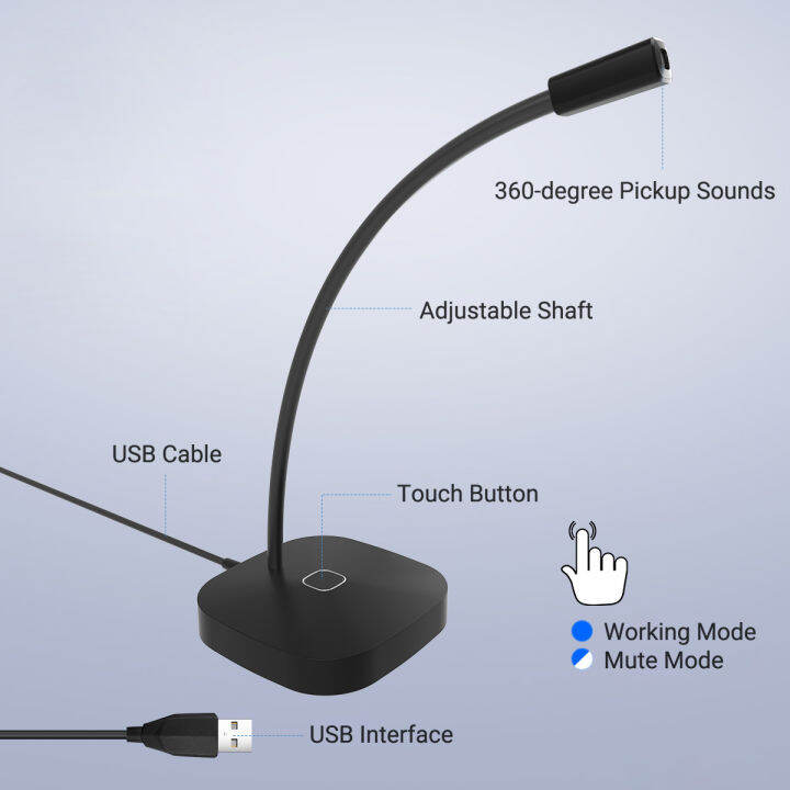 muslady-usb-คอมพิวเตอร์ไมโครโฟนเสียง-desktop-conference-ไมโครโฟนสำหรับไลฟ์วิดีโอเกมคอนเดนเซอร์ไมโครโฟนรอบทิศทาง360องศาปรับเพลา