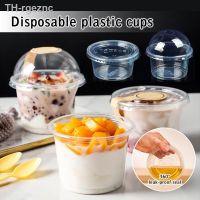 ❂☃ Caixa de embalagem descartável com tampas Copos pudim Sobremesa sorvete Caixas plásticas para festa piquenique 150ml 250ml 300ml 100pcs