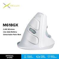 Delux M618GX Ergonomicเมาส์ไร้สาย6ปุ่ม1600DPIออปติคอลเม้าส์3สีซิลิกอนยางเคสสำหรับPCแล็ปท็อปสีขาว