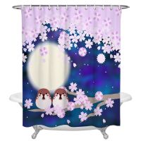 Cherry Blossom Shower Curtain Waterproof Polyester Bath Curtain Home Decoration Bathroom Accessory Curtain