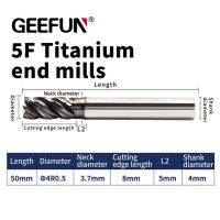 Geefun D.I. 8r0.5mm/ความยาวก้าน60มม. Hrc60 5ขลุ่ยไทเทเนียมอัลลอยดอกกัดเครื่องมือตัด Cnc แบบมืออาชีพสำหรับเหล็ก